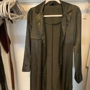 Metallic Green Long Jacket (no zippers, etc.)